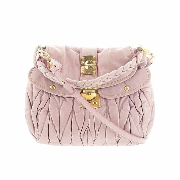 Miu Miu Handbags - Miu Miu Nappa Matelasse Coffer Top Handle Tote Mughetto Hobo